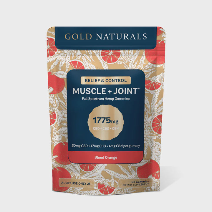 GOLD NATURALS Muscle+Joint Gummies (Blood Orange) CBD+CBG+CBN